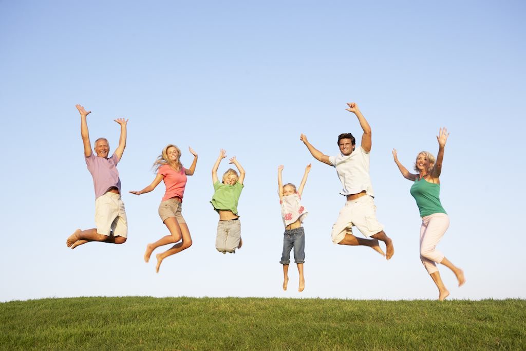 Happy health people jumping