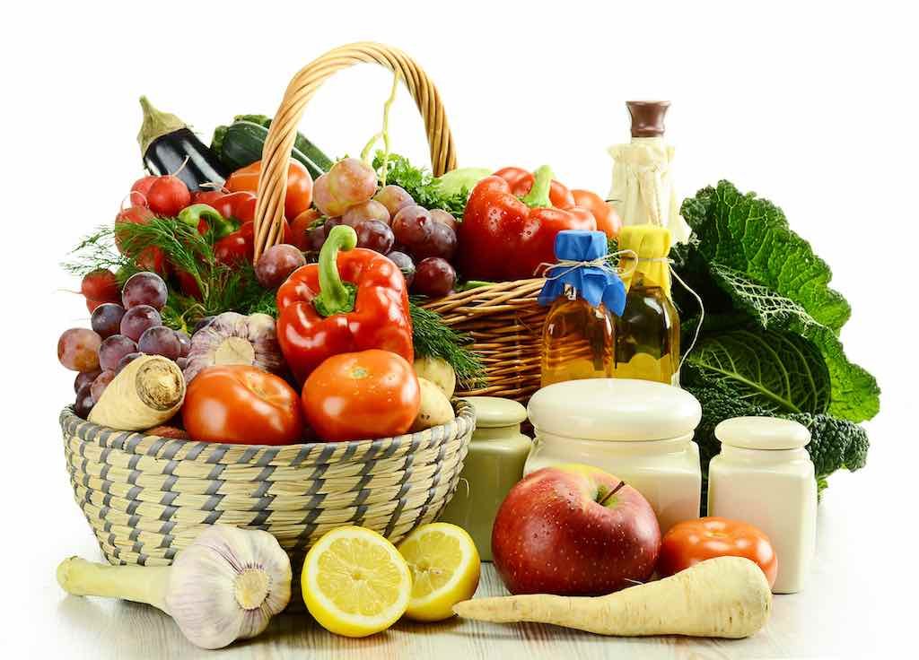 Basket of healthy food