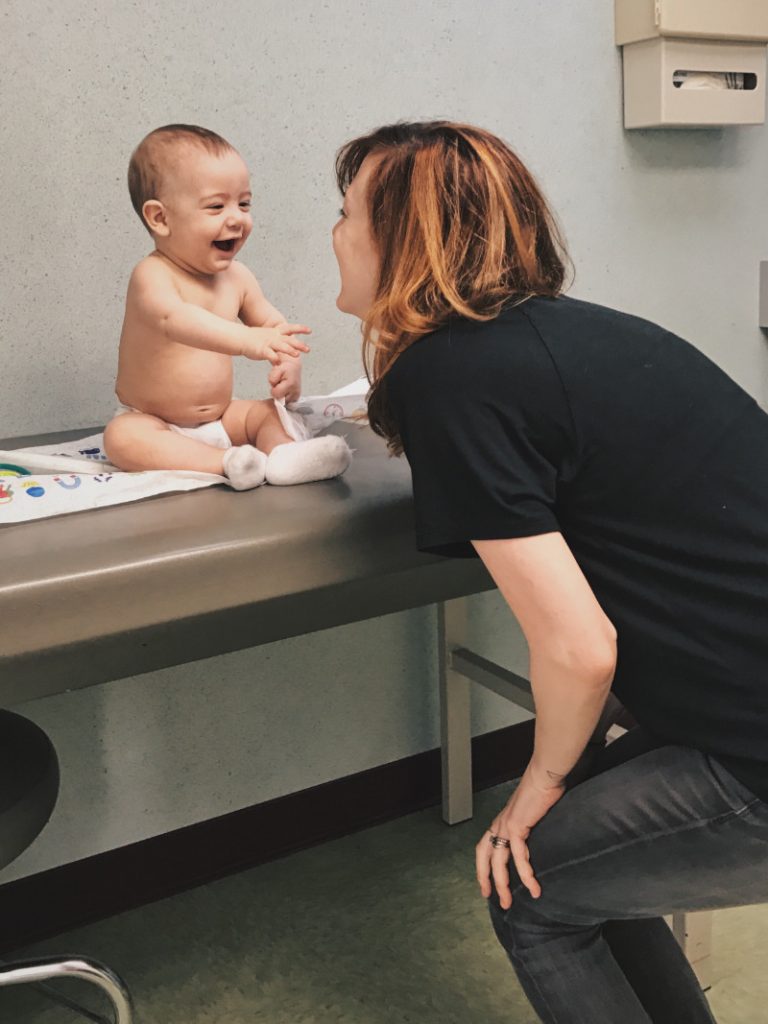baby in osteopath clinic